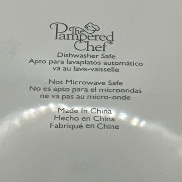 Set of 3 Pampered Chef Celebration white  gold stars swirls 8” dessert plates - Picture 4 of 5